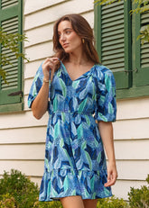 Blue Myers Flowy Cinch Waist Dress